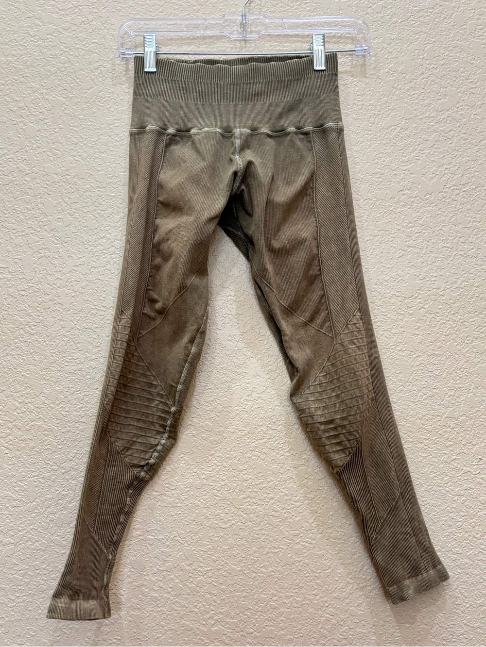Free People FP Movement Seamless Moto Panel Leggings Earthy Olive Boho Gorpcore